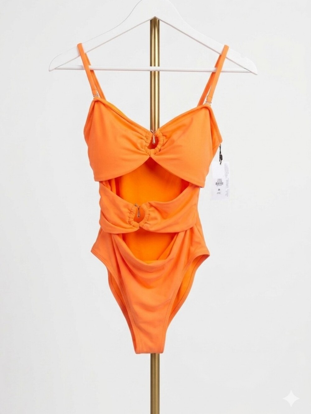 Orange Cutout One-Piece Swimsuit with Ring Detail